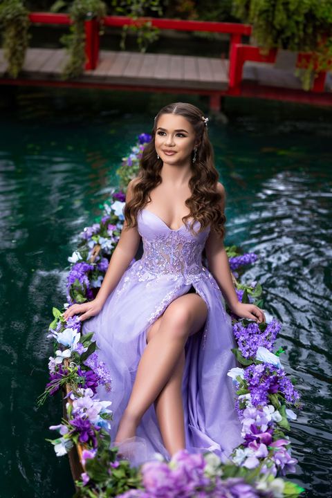 Quincea&ntilde;era photoshoot &mdash; lilac gown koi pond flowers at Villa Toscana Miami, Miami Visions Photography