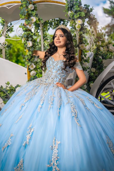Quincea&ntilde;era photoshoot &mdash; blue gown gazebo roses at Villa Toscana Miami, Miami Visions Photography