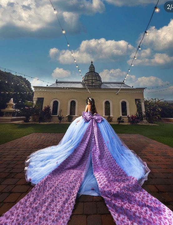 Quincea&ntilde;era photoshoot &mdash; periwinkle butterfly gown conservatory at Villa Toscana Miami, Miami Visions Photography