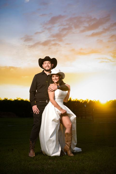 Bride groom western sunset portrait &mdash; wedding photography by Miami Visions, Miami