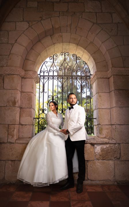 Bride groom iron gate window &mdash; wedding photography by Miami Visions, Miami